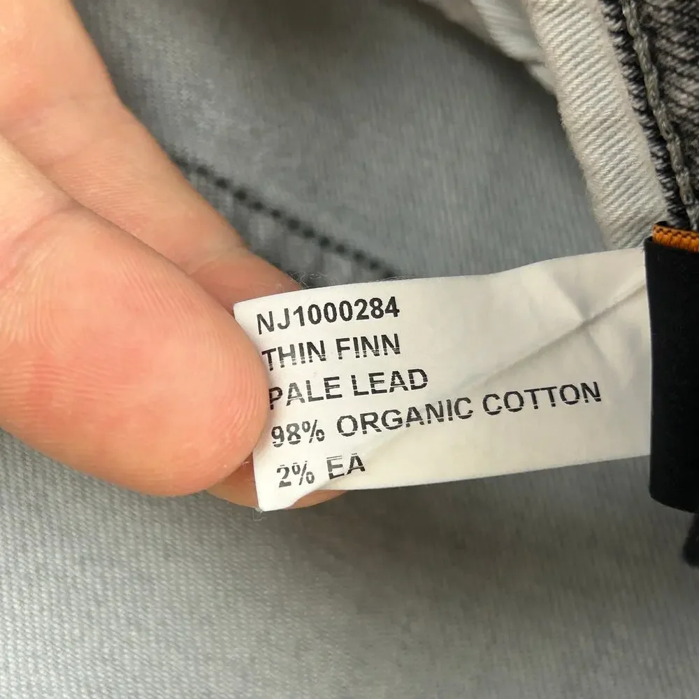 Nudie Jeans Thin Finn Pale Lead Organic Cotton Men's Size 34x32 (Measures 34x31)